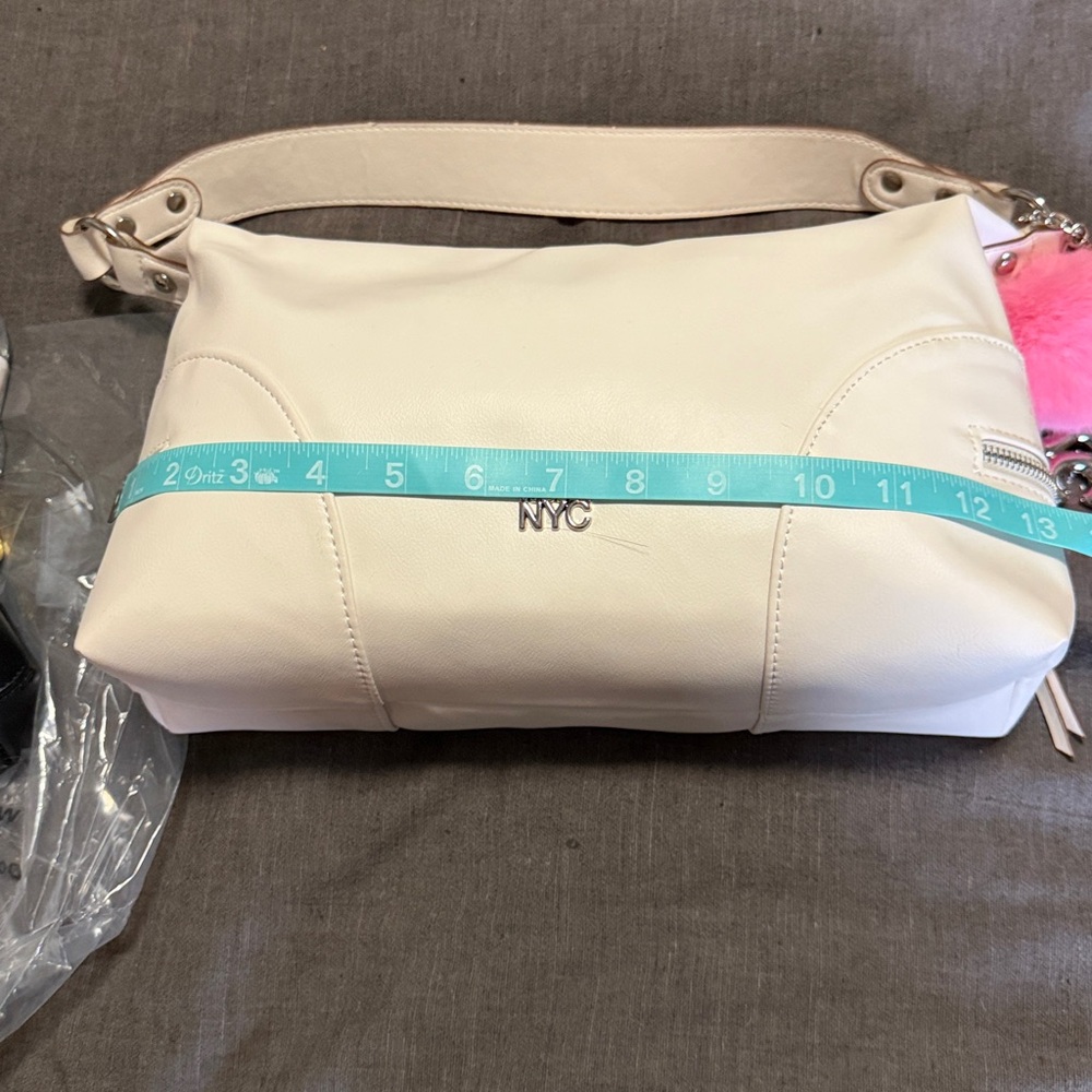 Soft Cream Shoulder Bag with Gold Accent Hardware